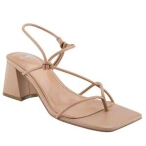 Marc Fisher Chiara Block Heel Sandals in Tan Leather